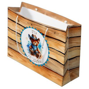 Sacola Para Presentes Grande É um menino Chá de fraldas do Garoto do Urso de