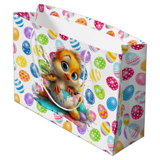 Sacola Para Presentes Grande Easter Chick Egg Artist 