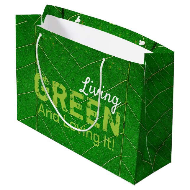 Sacola Para Presentes Grande Eco Friendly Living Green (Verso inclinado)