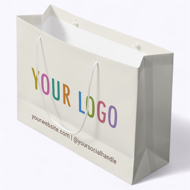 Sacola Para Presentes Grande Ecru Cream Paper Gift Bag for Business Logo person (MISOOK 12.5 x 4 x 9 inch Light Ecru Gift Bag with Logo)