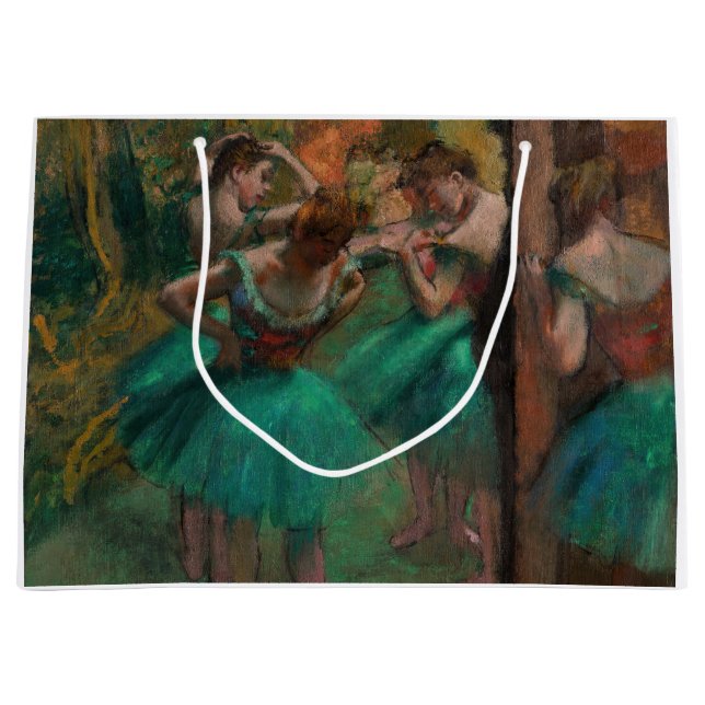 Sacola Para Presentes Grande Edgar Degas - Dançarinos, Rosa e Verde (Frente)