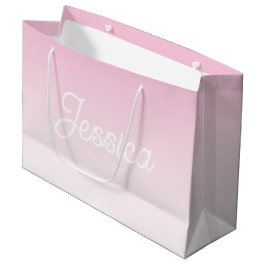 Sacola Para Presentes Grande (Editable) Light Pink Color Ombre & Your Text