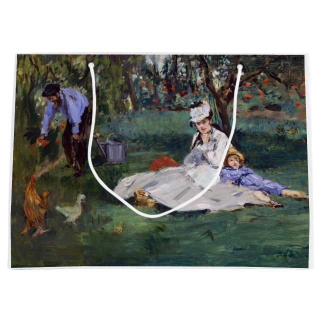 Sacola Para Presentes Grande Edouard Manet - A família Monet em seu jardim (Frente)