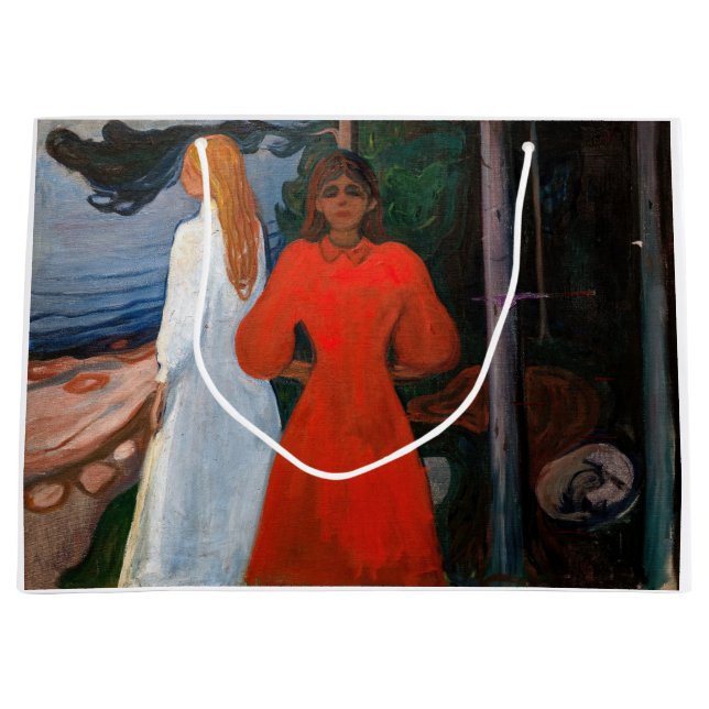 Sacola Para Presentes Grande Edvard Munch - Vermelho e Branco (Frente)