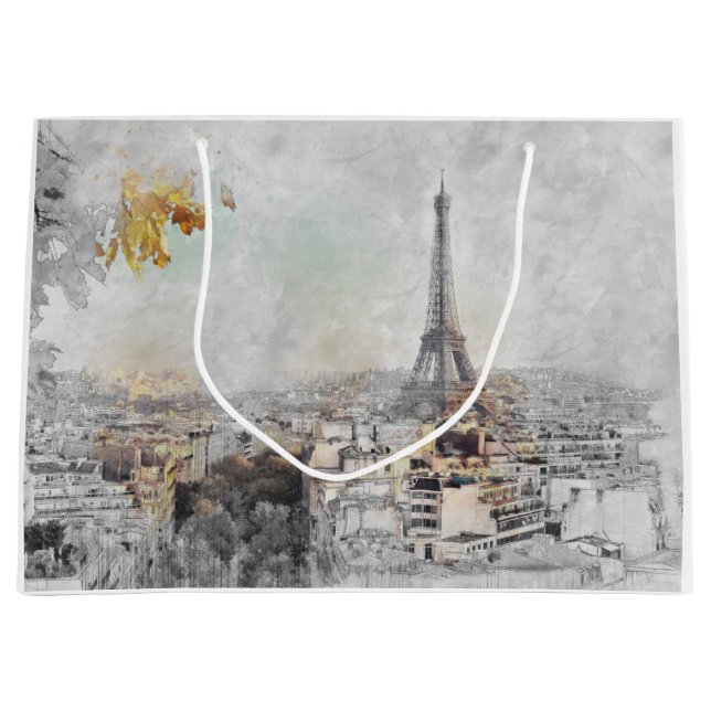 Sacola Para Presentes Grande Eiffel Tower Paris França Grande Gift Bag | Paris (Frente)