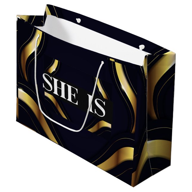 Sacola Para Presentes Grande ELA É SEU PRÓPRIO CHEFE, Luxuy Gift Bag. (Frente inclinada)