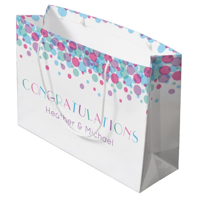 Sacola Para Presentes Grande Ela está pronta para Pop Chá de fraldas Bolinhas (Verso inclinado)