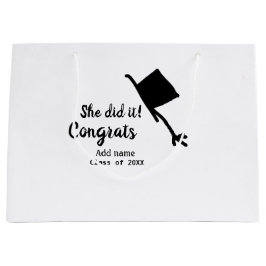 Sacola Para Presentes Grande Ela fez isso, parabéns, graduação.