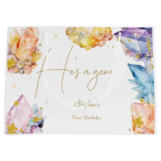 Sacola Para Presentes Grande Ele é uma aquarela do Cristalino de Aniversário Ge (Frente)