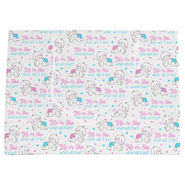 Sacola Para Presentes Grande Ele Ela É Um Bebê Novo (Frente)