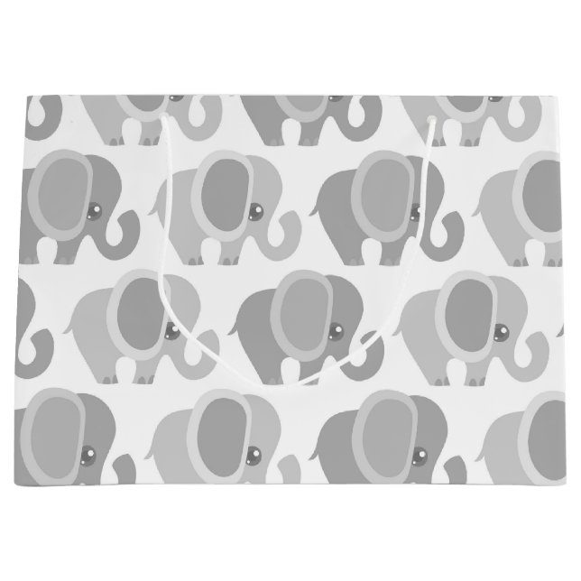 Sacola Para Presentes Grande Elefante cinzento neutro do bebê bonito (Frente)