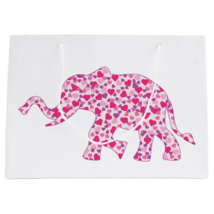 Sacola Para Presentes Grande Elefante Rosa Do Amor