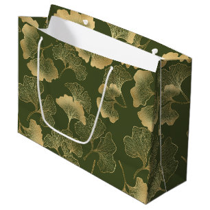 Sacola Para Presentes Grande Elegância do Ginkgo Esmeralda – Botânica de Luxo a