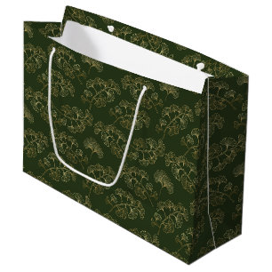 Sacola Para Presentes Grande Elegância do Ginkgo Esmeralda – Botânica Luxuosa D