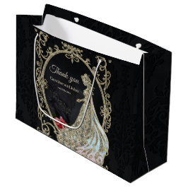 Sacola Para Presentes Grande Elegância em ouro e preto.