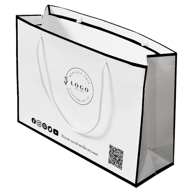 Sacola Para Presentes Grande Elegância Personalizável Negócios Sob Medida (Verso inclinado)