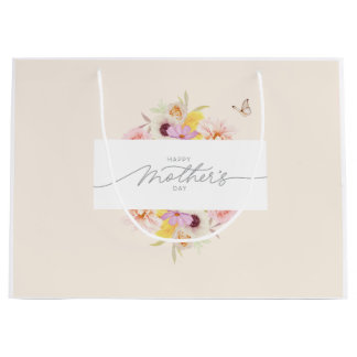 Sacola Para Presentes Grande Elegant Floral Mother's Day Gift Bag