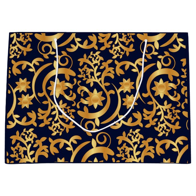 Sacola Para Presentes Grande Elegant gold and dark navy (Frente)