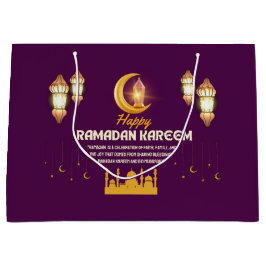 Sacola Para Presentes Grande Elegant Gold Crescent Ramadan Mubarak Greeting