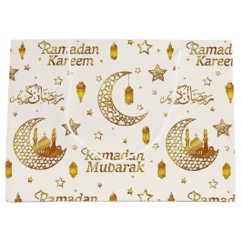 Sacola Para Presentes Grande Elegant Gold Seamless Ramadan Greeting Arabic