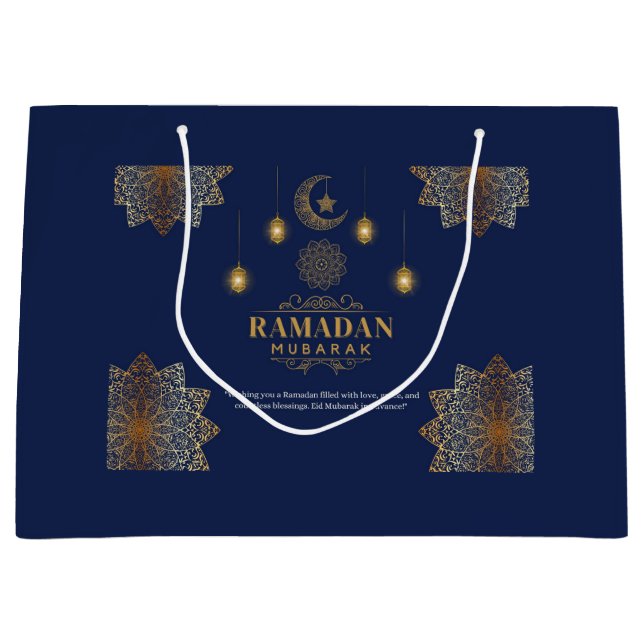 Sacola Para Presentes Grande Elegant Lantern Glow Ramadan Greeting  (Frente)