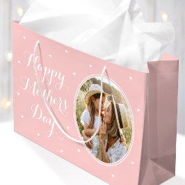 Sacola Para Presentes Grande Elegant Mother's Day Custom Photos Pink White