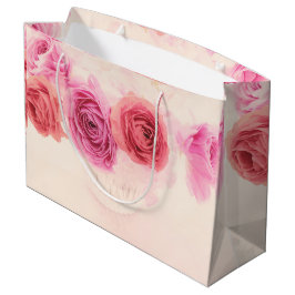 Sacola Para Presentes Grande Elegant pink bouquets 