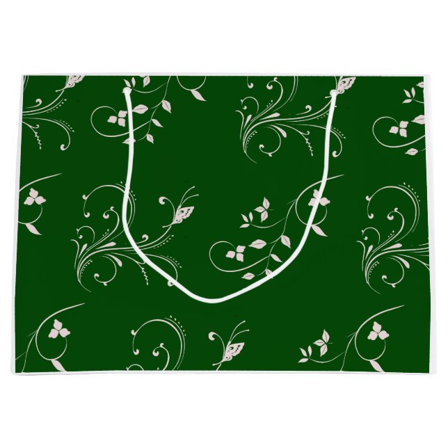 Sacola Para Presentes Grande Elegant Pink Floral Swirl Wrapping Paper (Frente)