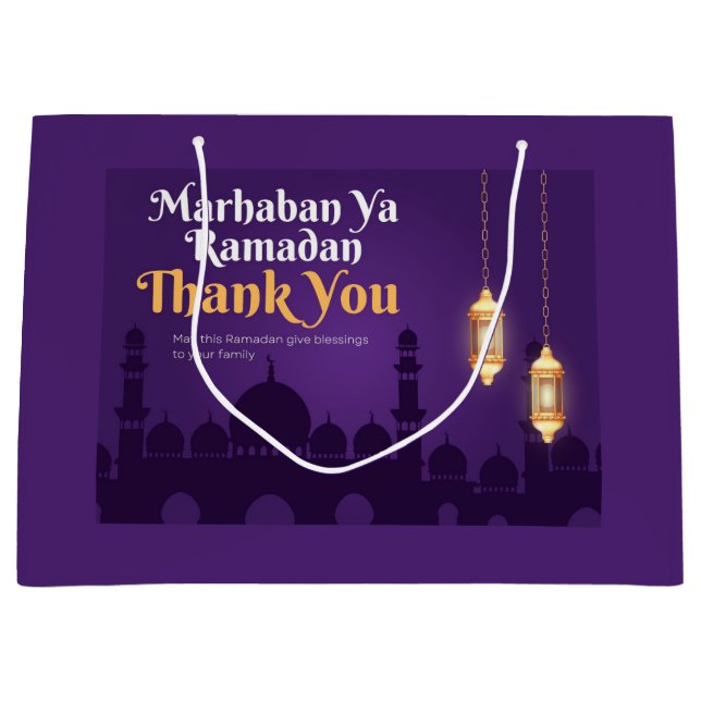 Sacola Para Presentes Grande Elegant Ramadan Greetings- Gold Ramadan Kareem (Frente)