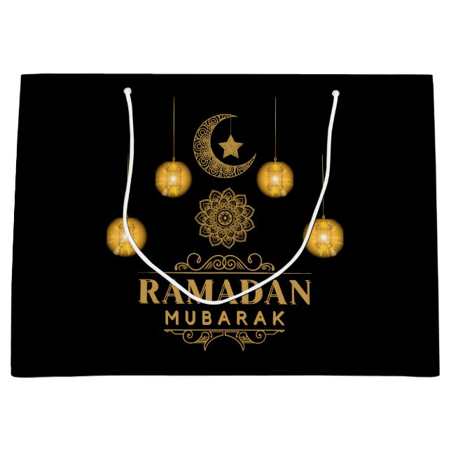 Sacola Para Presentes Grande Elegant Ramadan Nights- Eid Mubarak 2026 Holiday  (Frente)
