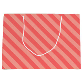 Sacola Para Presentes Grande Elegant Strawberry Pink Striped Pattern