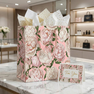 Sacola Para Presentes Grande Elegante Arte Floral Peony Grace
