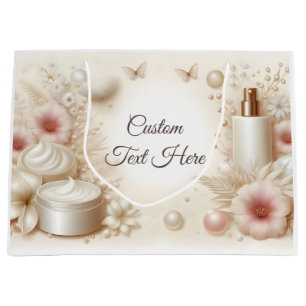 Sacola Para Presentes Grande Elegante Beleza Floral Cosmético Profissional