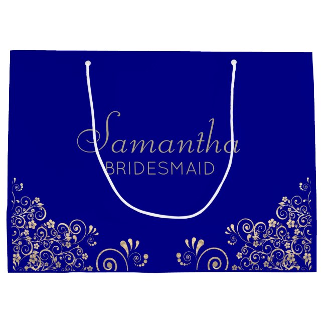 Sacola Para Presentes Grande Elegante Blue Personalizado Bridesmaid Grande G (Verso)