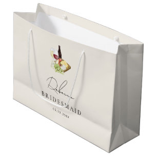Sacola Para Presentes Grande Elegante Charcuteria Vinho e Queijo Quadro Damas d