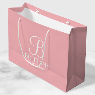 Sacola Para Presentes Grande Elegante cora a dama de honra personalizada rosa