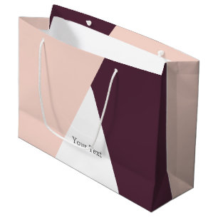 Sacola Para Presentes Grande Elegante coram o rosa & os triângulos geométrico