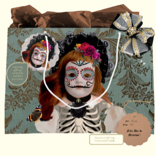 Sacola Para Presentes Grande Elegante Día de Muertos Gift Bag