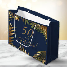 Elegante Dourado Azul 50 Fabuloso Aniversário