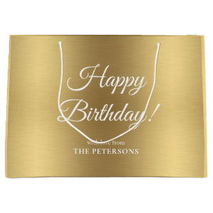 Sacola Para Presentes Grande Elegante Dourado Nome de Aniversário Grande Gift B