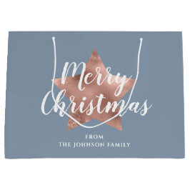 Sacola Para Presentes Grande Elegante Estrela Azul Feliz Natal