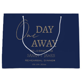 Sacola Para Presentes Grande Elegante Festa de Casamento de Azul Marinho e Dour