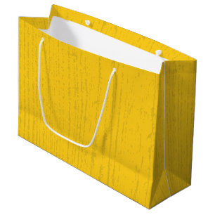 Sacola Para Presentes Grande Elegante Grão de Madeira Amarelo Mostarda