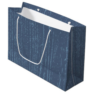 Sacola Para Presentes Grande Elegante Grão de Madeira Azul