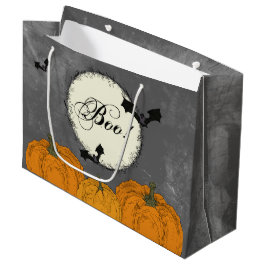 Sacola Para Presentes Grande Elegante Halloween Preto e Laranja