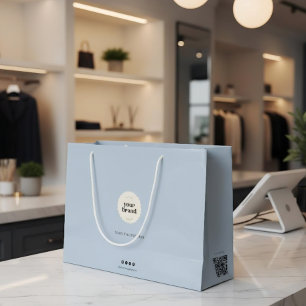 Sacola Para Presentes Grande Elegante Logotipo de Marca de Boutique Azul Gelo Q