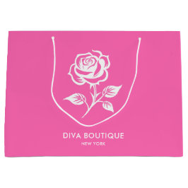 Sacola Para Presentes Grande Elegante Moderno Rosa Quente E Nome Personalizado 