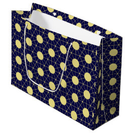 Sacola Para Presentes Grande Elegante Padrão de Azulejos Geométricos Azul Marin