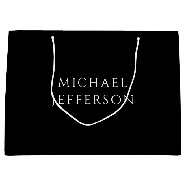 Sacola Para Presentes Grande Elegante Preto Branco Personalizado Customizado (Frente)