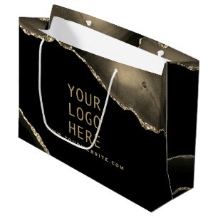Sacola Para Presentes Grande Elegante Preto Dourado Agite Seu Logotipo Aqui
